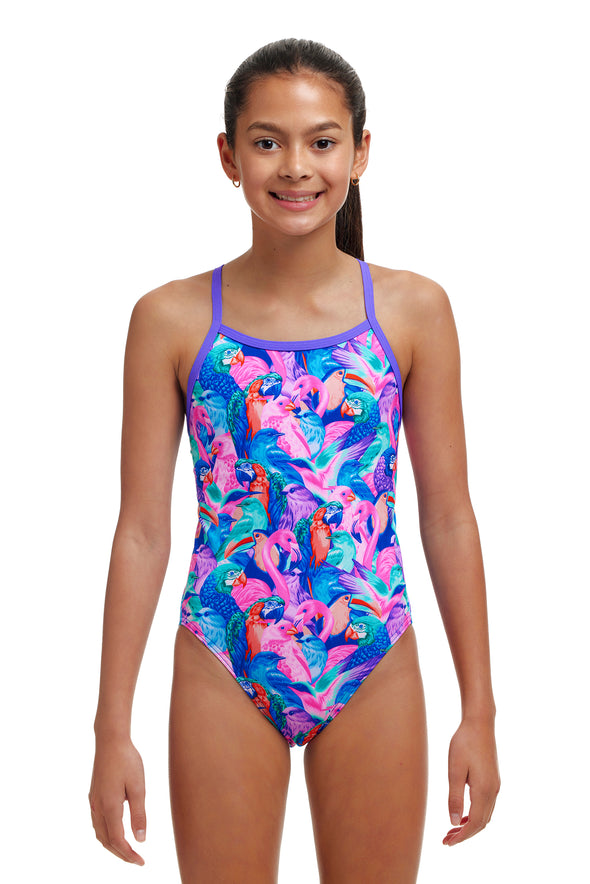 Birds Gone Wild | Girls Single Strap One Piece