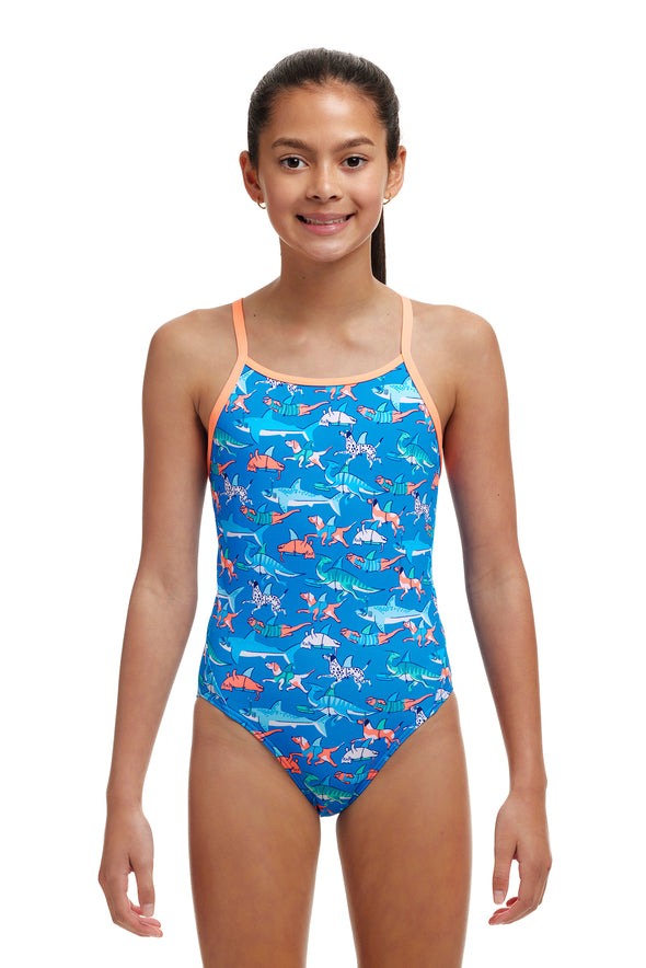 Fin Swimming | Girls Diamond Back One Piece